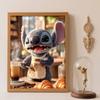 Stitch Coffee Break Diamond Painting Kit 5D DIY, Suitable for Beginners and Craft Lovers, Interior Space Decoration