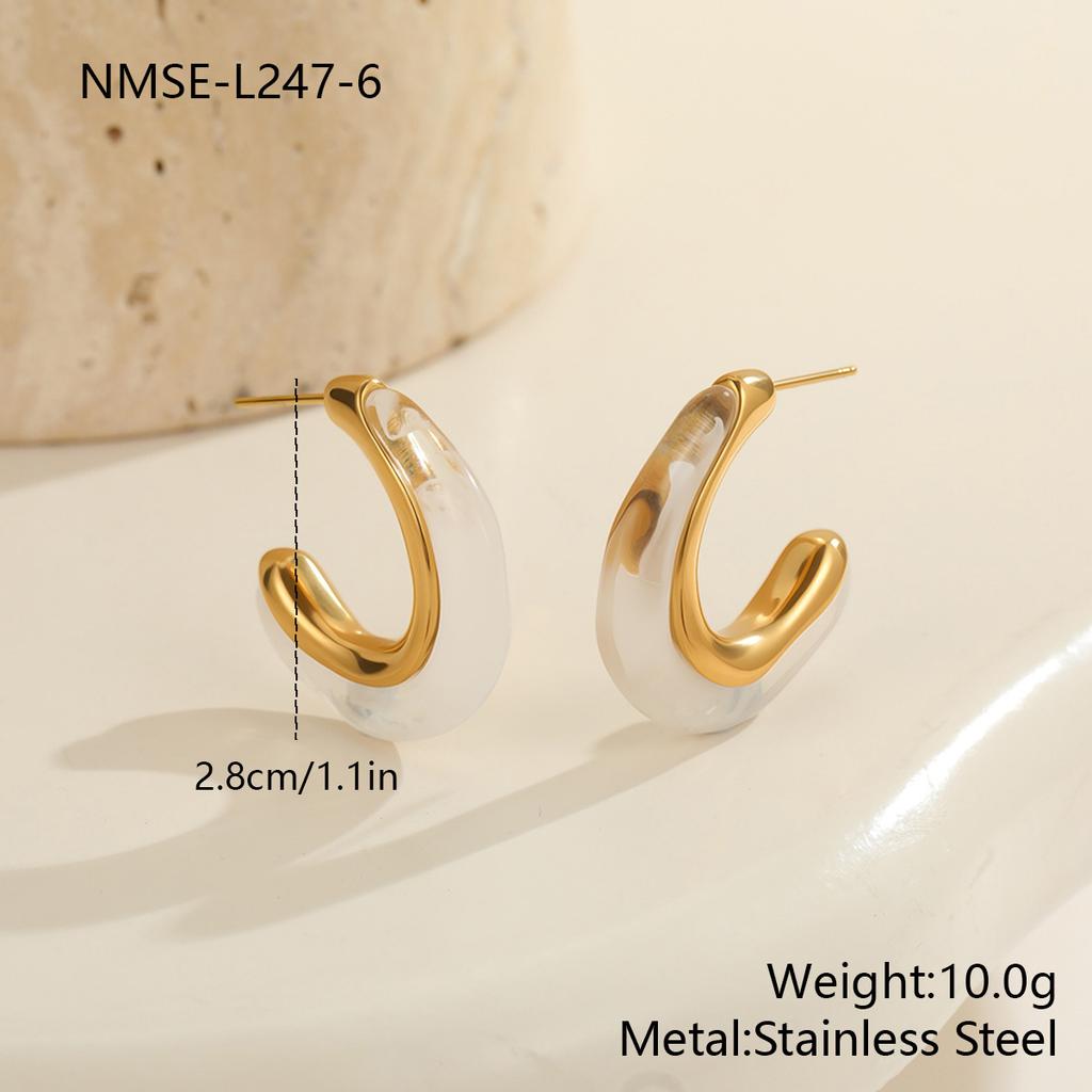 Color Retro Amber Resin K Gold Earrings French Light Luxury ins Premium Maillard Stud Earrings Women