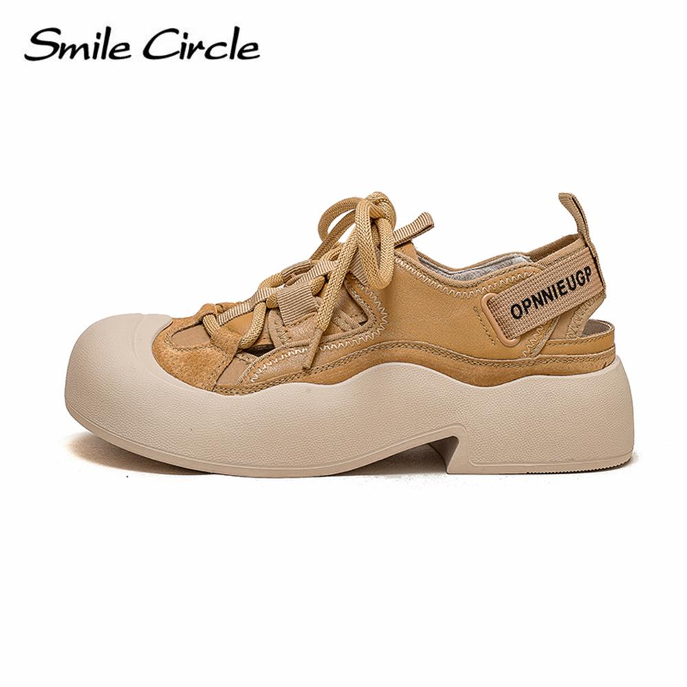 Echtes Leder, klobige, flache Schuhe, runde Zehen, Schnürschuhe, weiche Unterseite, Low-Top-Retro-Freizeitschuhe