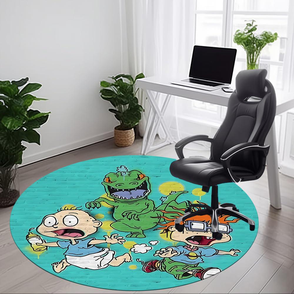 1pc Rugrats Dino Office Round Area Rug,Bedroom Living Room Home Decor, Room Deco a1016148