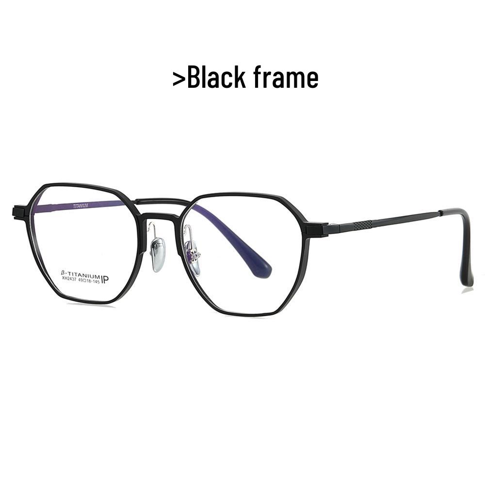 

Fashionable Academic Pure Titanium Anti-Blue Light Glasses with Metal Flat Lenses, Versatile for Myopia Compatibility, Model 2437.