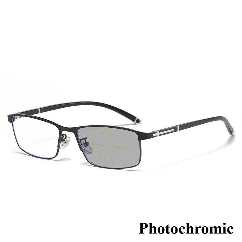 Unisex Design New Style Fashion Style Photochromic Lens Multifocal Reading Presbyopia Eyeglasses Distance and Near Blue Light Protection Reading