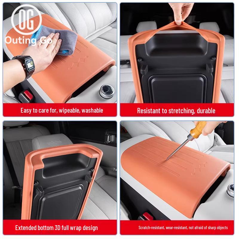 Leopard Titanium 7 Leather Armrest Cover - Enhanced Protection for Car Interior.