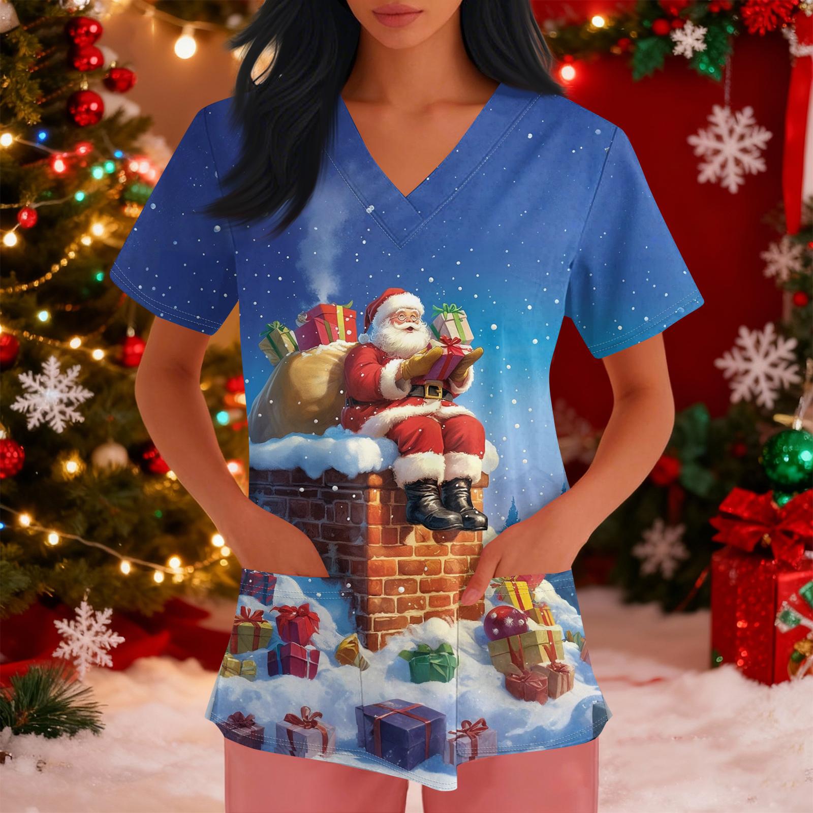 

Women s Loose Short Sleeved Fashionable Tooth Pattern Printing V-neck Buttonable Side Slit Top T-shirt S