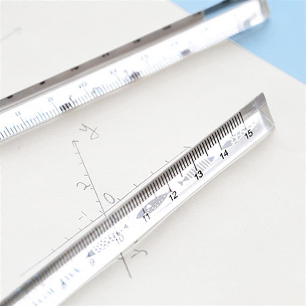 Both Sides Acrylic Measuring Tools Students Stationery Transparent Straight Ruler Triangular Rulers