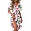 Women's Casual Fashion Dress Vintage Floral Floral Short Sleeve V-neck Dress