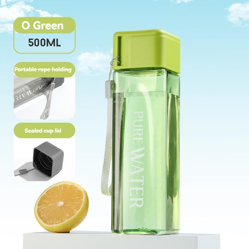 

1 шт. 500 мл Прозрачная квадратная бутылка для питья Портативная пластиковая бутылка для воды для активного отдыха Домашние аксессуары 500ml