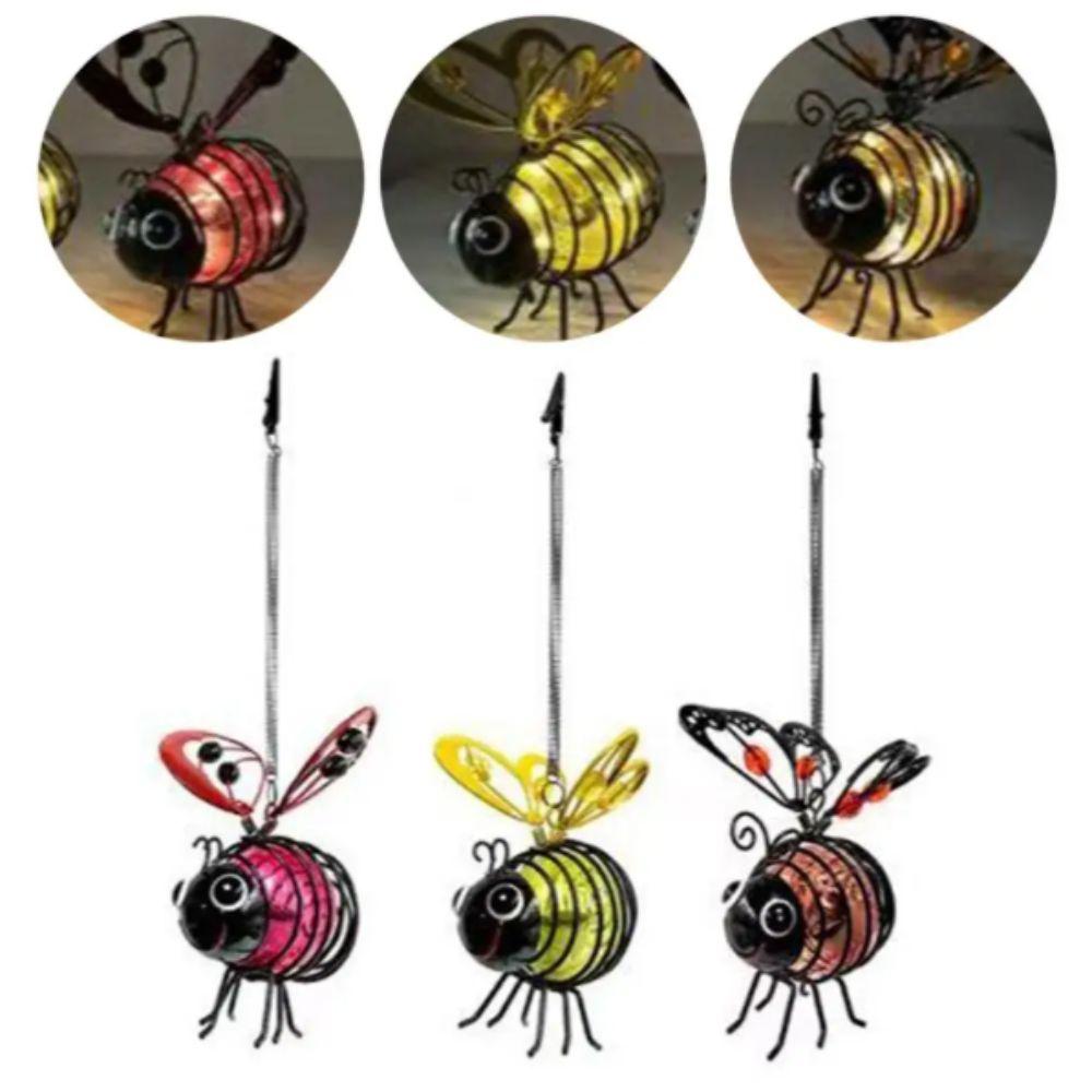 Metal Construction Solar-Powered Hanging Bee Light LED Lighting Solar-Powered LED Bugs Hanging Style Simulation Design