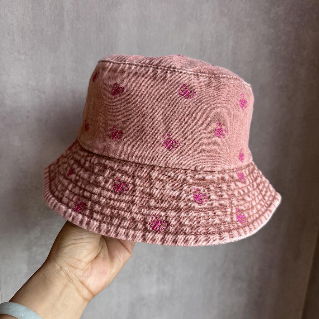 Summer Bucket Sunshade Hat Cotton Denim Material And Embroidered Cartoon Women