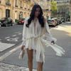 V-neck Strap Dress, European and American Spring and Summer New Chiffon Waist Irregular Hem Fairy Short Skirt