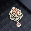 Gold Color Crystal Bride Wedding Jewelry Brown Brooch Flower Type Jewelry