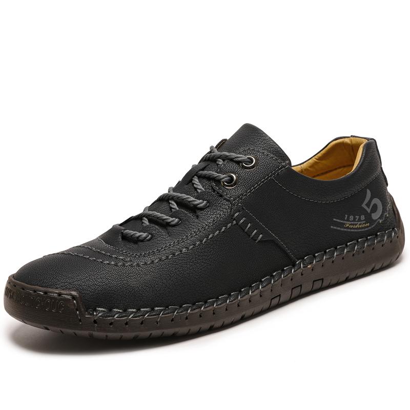 

Outdoor Hiking Shoes for Men Minimalist Split Leather Casual Shoes Comfortable Male Walking Sneakers Non-Slip Treking Footwear 48 чёрный