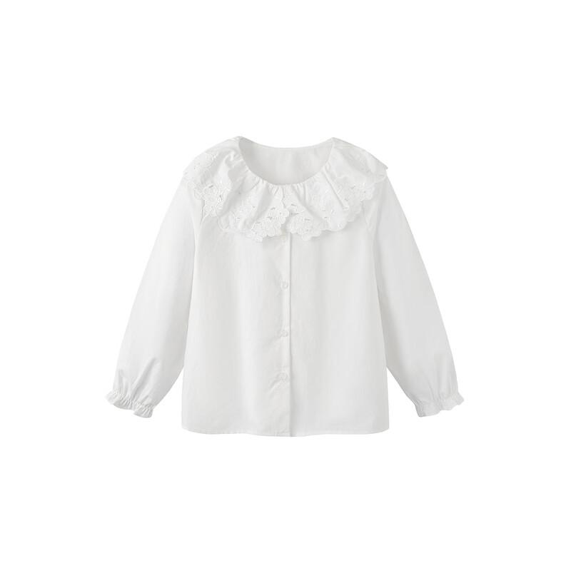 Minibala Girls' Pure Cotton Big Lapel Shirt