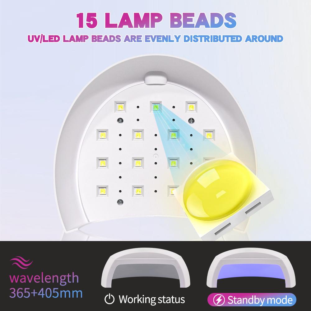 MINI 2C UV LED Nail Lamp 60W UV Light for Nails with 4 Timer Settings LED Nail Light Suitable for Home Diy and Nail Salon