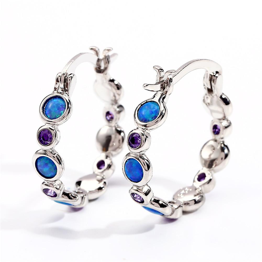 Europäischer und Amerikanischer Beliebter Runder Farbiger Zirkon Voll Diamantring Ohrstecker für Frauen Retro und Vielseitig