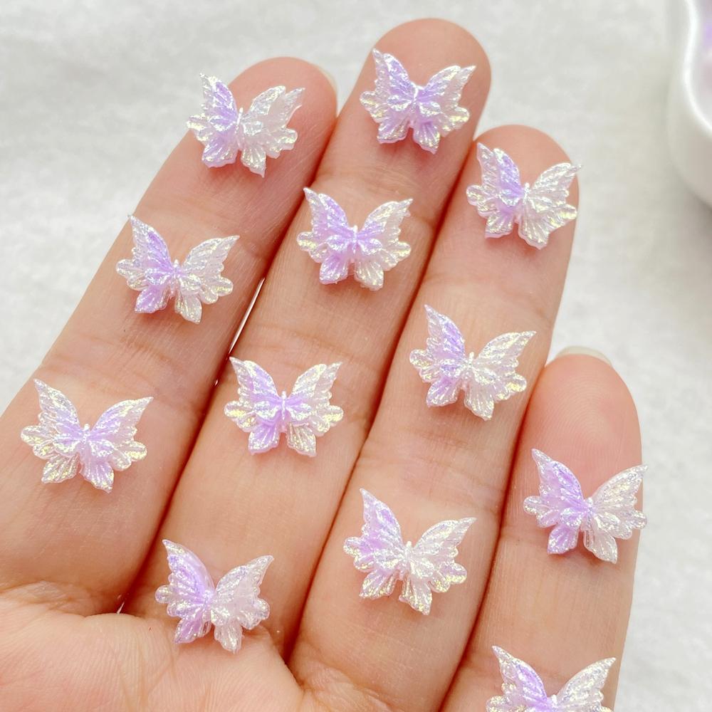 50 Stück Harz Süßer 3D Mini Schmetterling Flache Rückseite Strassstein Scrapbooking DIY Basteln Für Nagel Dekor Schmuck Zubehör