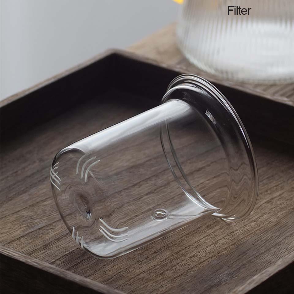 Vertical Stripes Crystal Glass Teapot with Removable Filter Puer Kettle Flower Tea Set Infuser Coffee Teaware