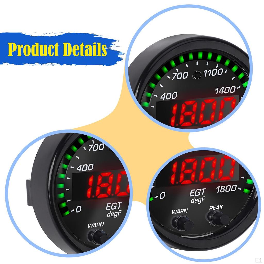 Exhaust Temperature Egt Gauge Easy Installation Black Dial Universal Waterproof