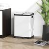 Dual Compartment Trash Can, 2 X 30L, Fingerprint-Resistant, Pedal, Removable Inner Bins, Grey