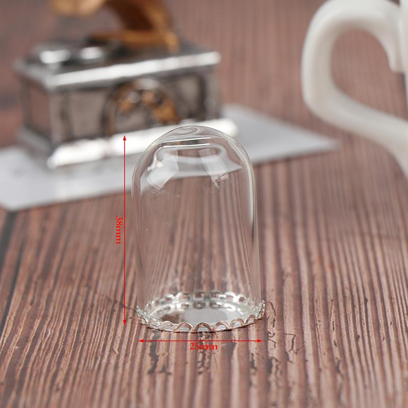 25Mm Dollhouse Glass Display Bell Jar With Base Glass Vials Pendant Glass Bottle