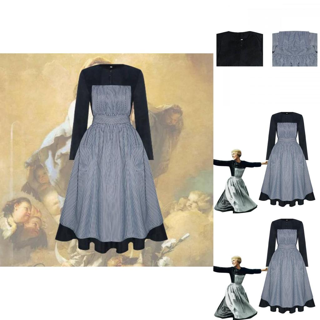 Maria Sound Of Music Cosplay Costume Halloween Stage Performance Outfit Amoury Spandex Fabric