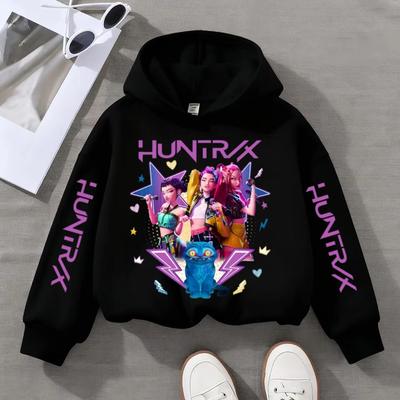 KPop Devil Hunter Cute Printed Boys and Girls Autumn/Winter Casual Fashion Children's Warm Hooded Sweatshirt