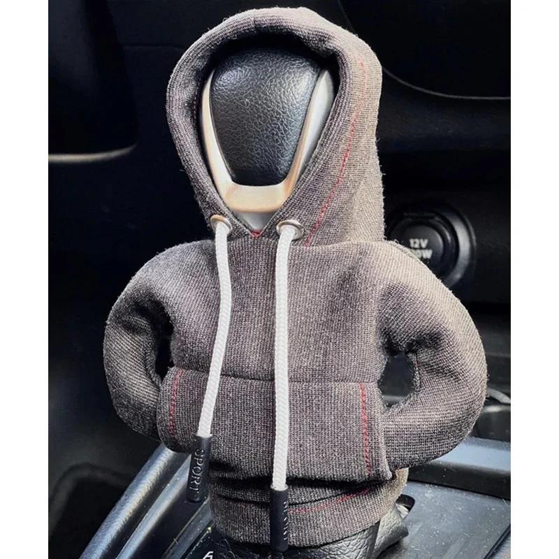 Fashion Hoodie Car Cute Cartoon Gear Shift Knob Cover Gearshift Handle Gear Lever Decorative Hoodie Cover Auto Interior Accessor