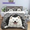Black Samoyed Pattern Bedding Home Decoration Birthday Gift (1 * duvet cover + 2 * pillowcase, without core)