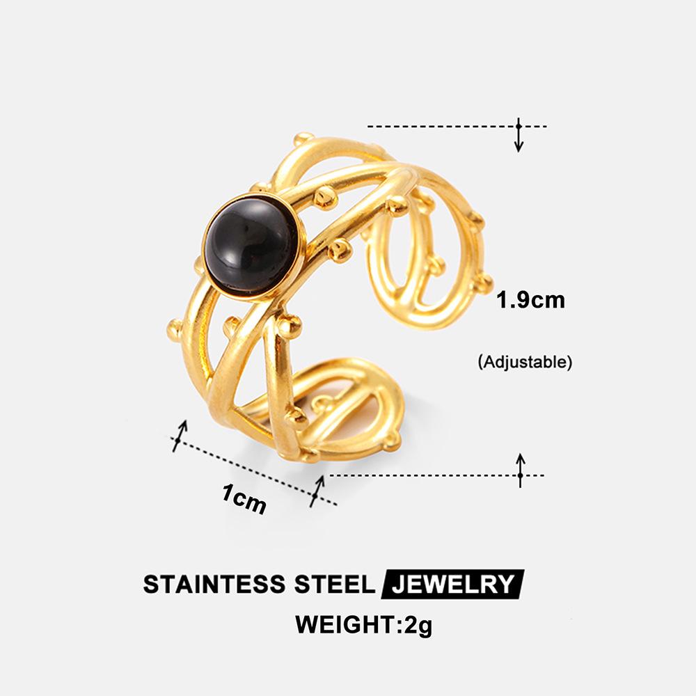 Boho Mehrfarbiger Türkis Edelstahl Offener Ring, Umweltfreundlich & Lichtecht, Schlichtes Titanstahl Design für Damen