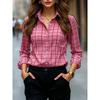 Women's Plaid Print Button Blouse, Collar Long Sleeve Casual Tops, Daily Stylish Multi-color Outfits for Spring & Summer