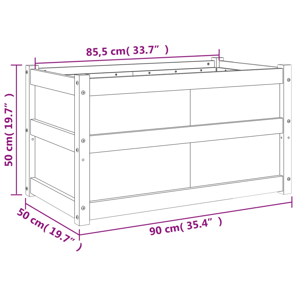 Plant Box 90x50x50 Cm Solid Pine Wood