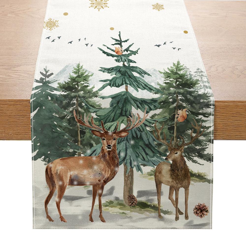 Creative Christmas Table Runner - Festive Print Polyester Placemat & Small Tablecloth