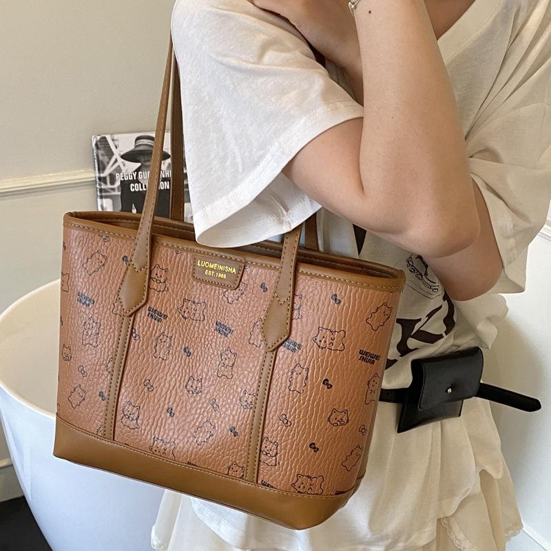 2025 New Printed Retro Tote Bag Trendy Large Capacity Daily Simple Women's Bag Shoulder Bag Portable Underarm Bag