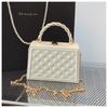 Simple bag Women's hand bag Box bag Delicate plaid chain Crossbody handbag