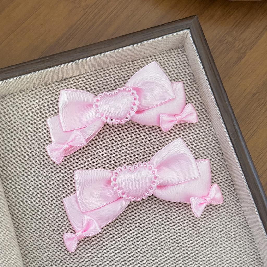 Sweet and lovely heart-shaped lace bow hairpin, girl princess afternoon tea headwear, hair accessory
