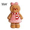 Gingerbread Character Figures Cartoon Wooden Ornament, Double-sided Printed Desktop Tabletop Figurines, Festive Window Display Decorative Craft