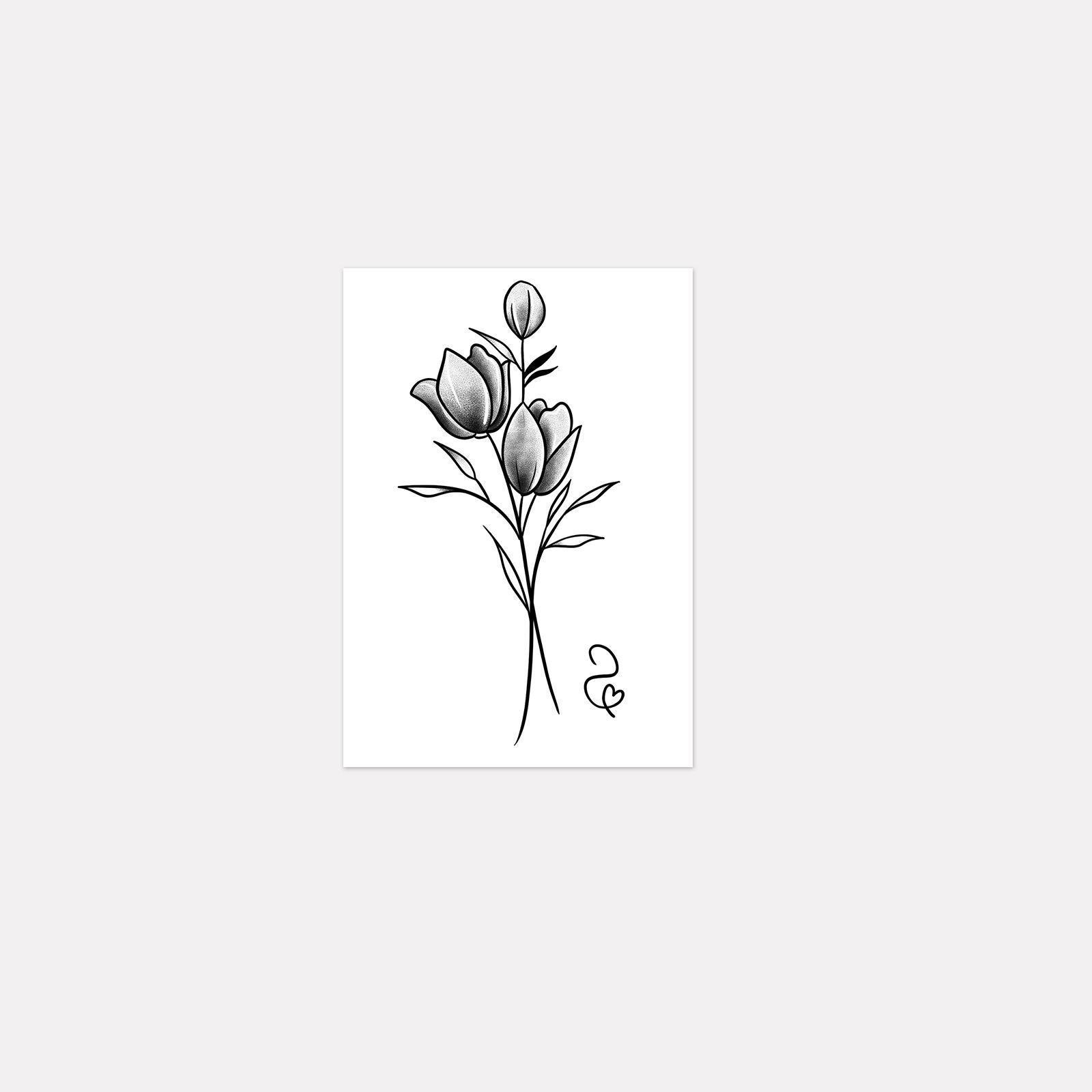 High-End Small Fresh And Simple Love Tulip Bouquet Tattoo Sticker 7*10CM