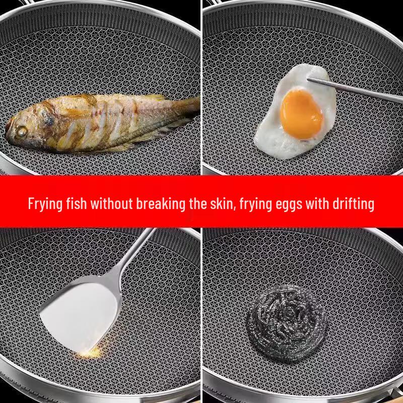 Shangheng 316L Stainless Steel Honeycomb Non-Stick Wok 32cm