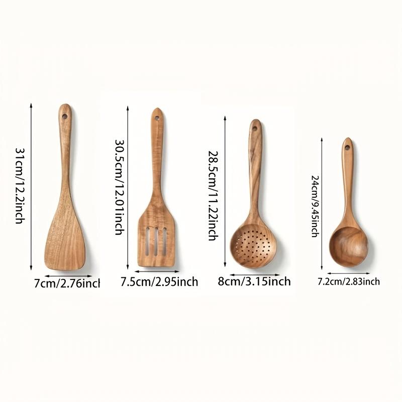 Wooden Kitchen Utensil Set, Natural Wooden Spoons – Premium Kitchen Tools, Ideal for Stirring, Mixing & Serving – Durable