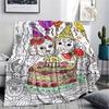 2D Flat Printed Blanket - A Coloring Stress-Relief Hand-Painted Style Blanket, All-Season Universal Blanket - Birthday Party Spo
