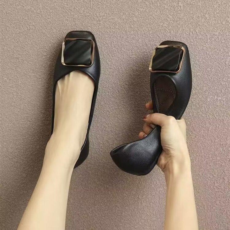 Comfortable single shoes, new autumn gentle evening breeze soft-soled flat shoes, shallow mouth Doudou shoes