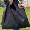 1pc Large Capacity Durable Oxford Cloth Shopping Bag Foldable Black Rectangular Tote Groceries Camping Picnic Outdoor Enthusiast