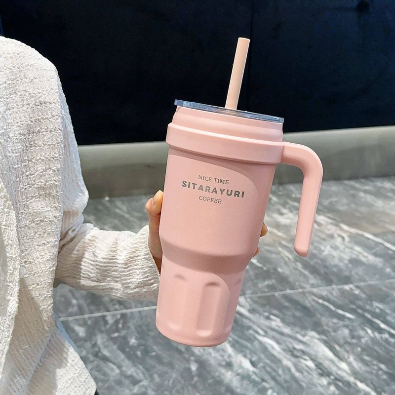 Large-Capacity Thermos Cup for Women, Good-Looking Ice Cup, Portable Car Coffee Cup, Outdoor Sports Water Bottle, Tea Cup