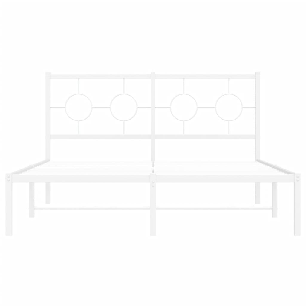 Metal Bed Frame with Headboard White 140 x 190 cm