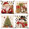 Christmas Throw Pillow Set - New Style Santa Claus, Snowman and Nutcracker Print Cushion Cover for Sofa Pillows