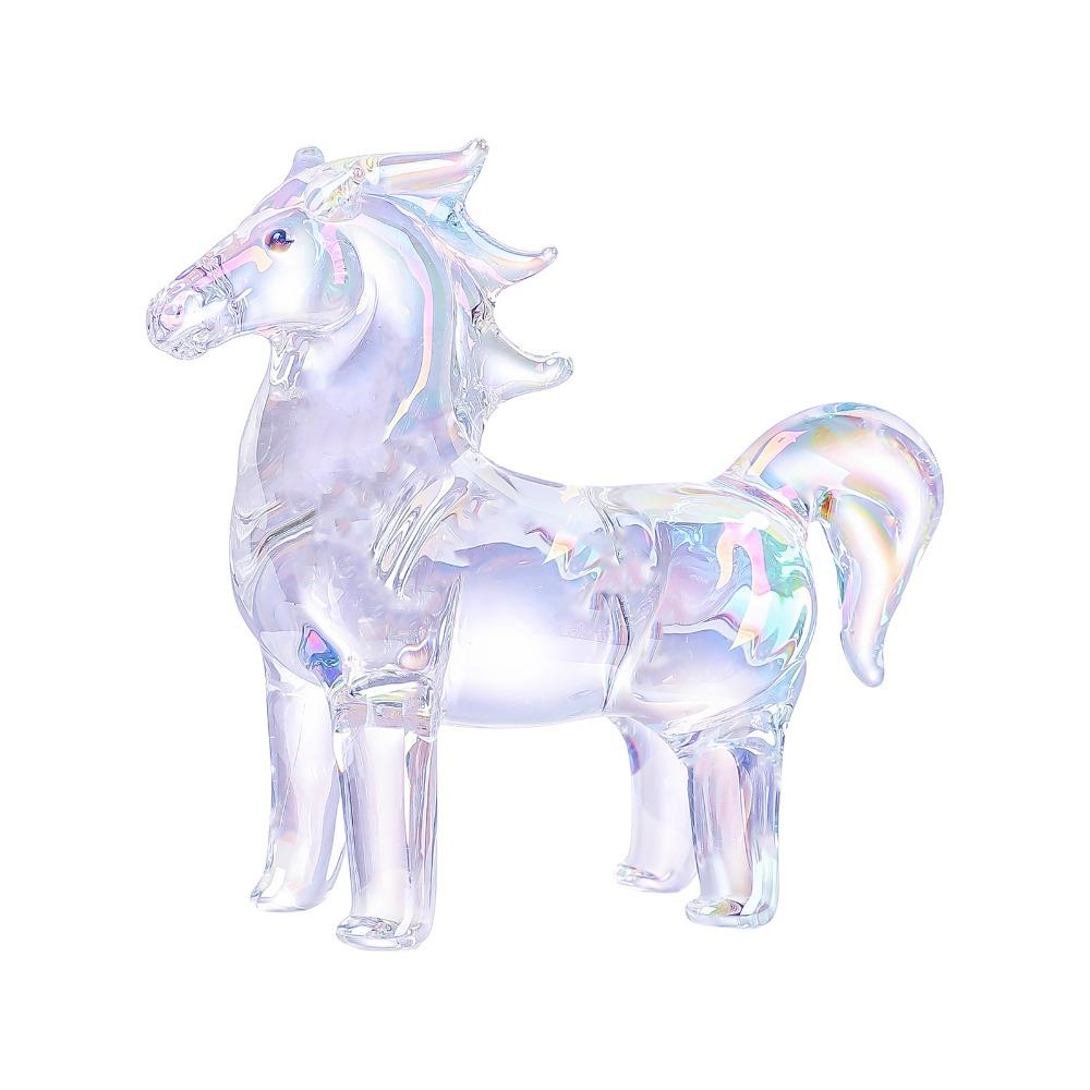 Colorful Decorative Crystal Horse Statue Glass Animal Sculpture  Office Decoration