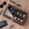 Used ProCase Wooden Men's Jewelry Box, 2 Tier Watch Holder & Sunglasses Box Organizer, Display Case with Clear Glass Top and Storage Drawer
