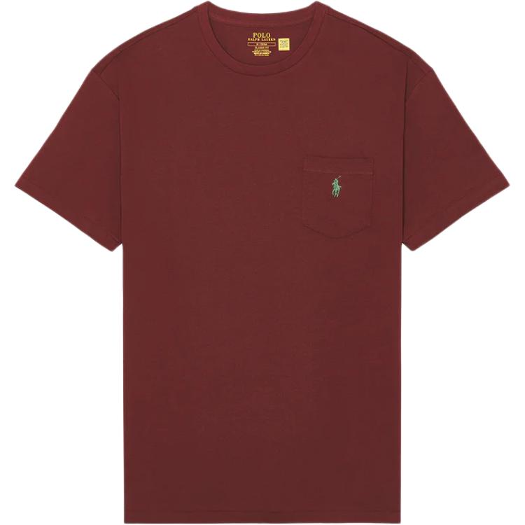 

Мужская футболка Polo Ralph Lauren с вышитым логотипом, прямой крой, короткий рукав, топ, темно-красный, 710704248-267 S