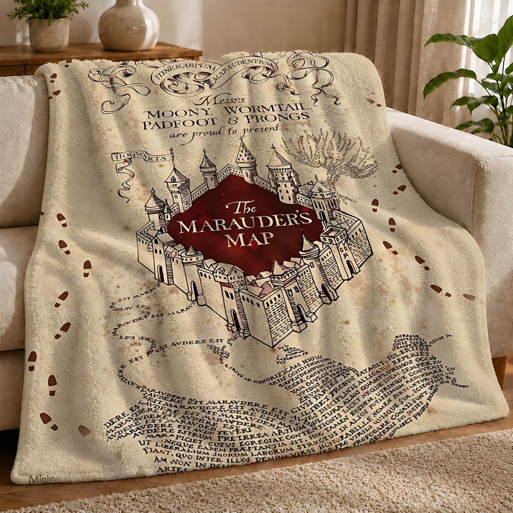The Marauder's Map Throw 1pc Flannel Blanket Soft Lightweight Warm Cozy For Bedroom Sofa Bed