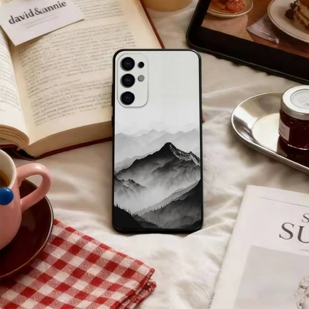Black Mountain INS Design Phone Case Soft black For Samsung S25,S24,S21,S22,S23,S30,Ultra,S20,Plus,Fe,Lite